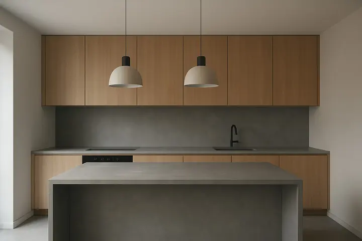 کانتر، جزیره و بین کابینتی میکروسمنت در آشپزخانه
